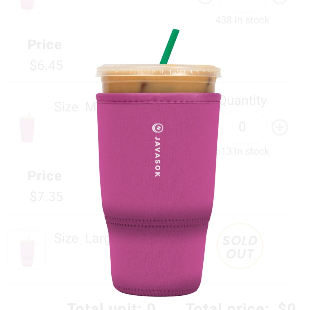 New! Javasok Large Cold Cup Beverage Sleeve 30-32 ounce